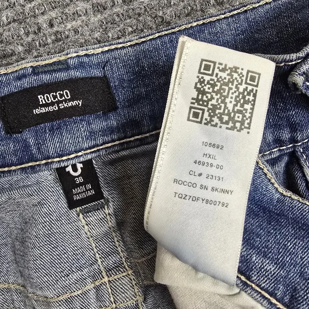 True Religion Rocco Relaxed Skinny Jeans Mens 36x33 Light Wash Stretch Denim